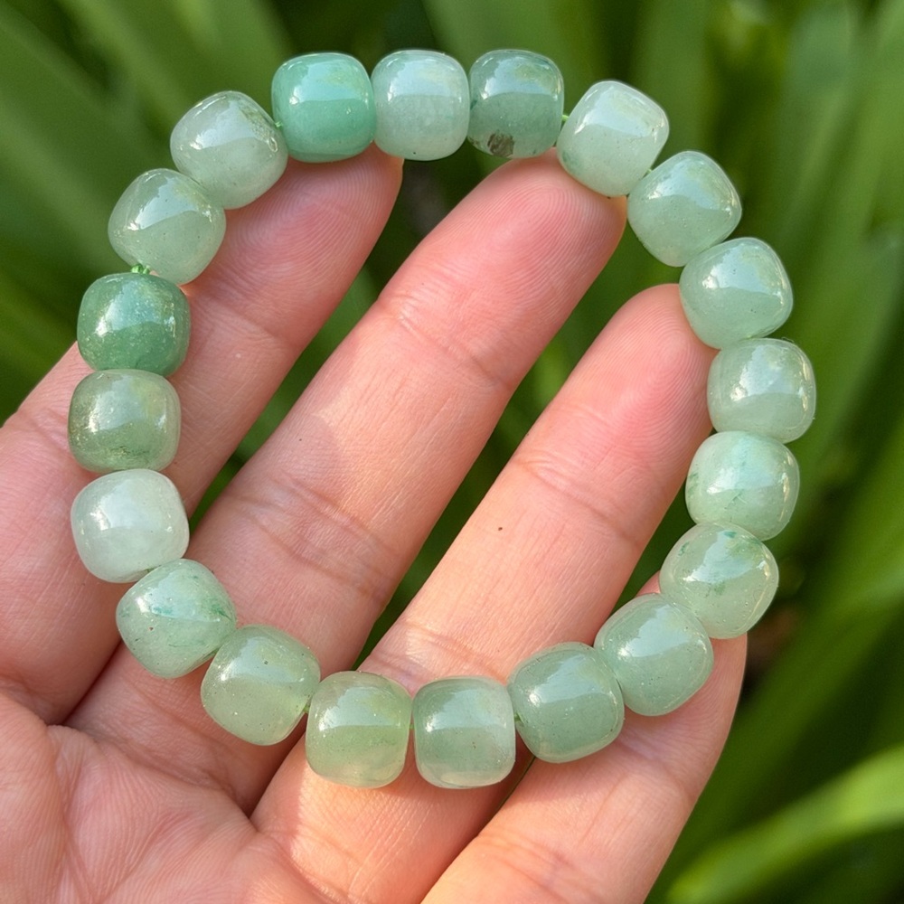 10mm stretchable barrel shape green aventurine bracelet 0542